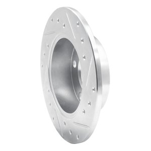 Audi A6 Quattro Brake Rotor (1) - Rear Left - R1 Concepts - Drilled & Slotted - Silver - `98-`01